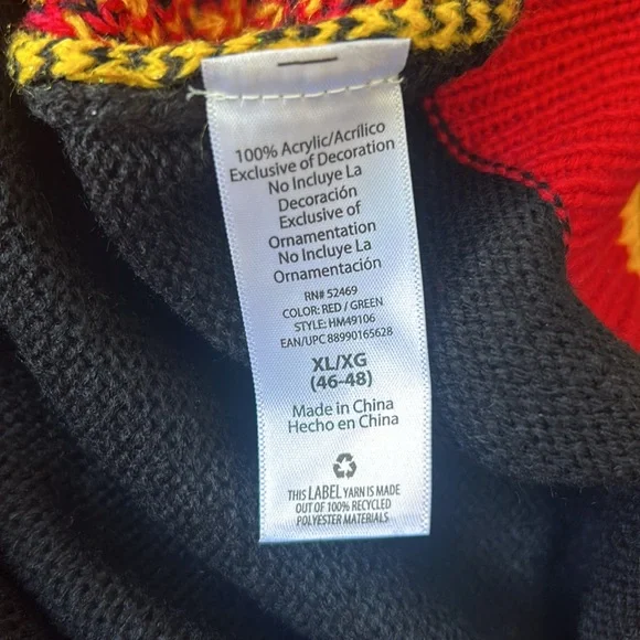 Holiday Time Men's Festive Dinosaur Sweater - Red, Green, Blue, Yellow - Picture 6 of 6